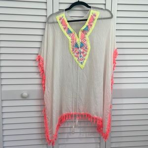 Neon Embroidered Coverup Tunic